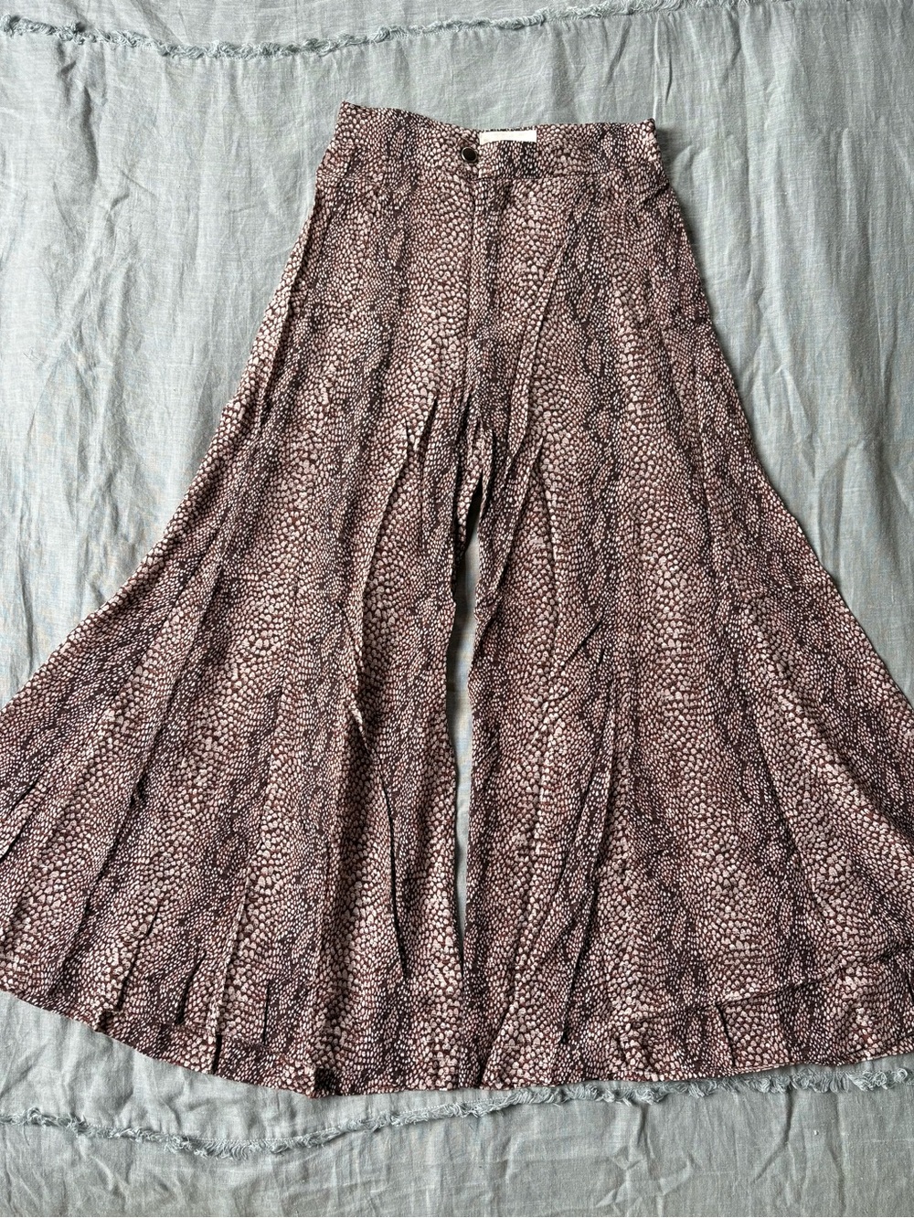 Anthropologie Skirted Snake Print Wide Leg Pants